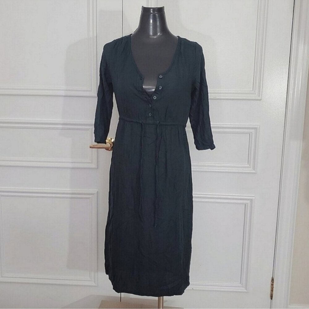 Old Navy Drawstring Prairie Midi Dress in Deep Green/Emerald